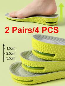 COSYLEE 2 Pairs/4 Pieces Air Cushion Height Increasing Insoles, Latex High Elasticity Shock Absorbing Breathable Shoe Pads - 2 Pairs - Green - View 2