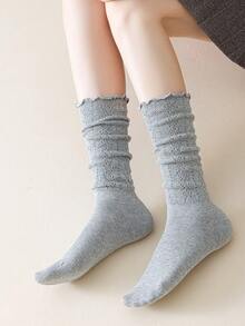 1/5 Pairs Women's Calf Socks, Autumn Solid Color Slimming Leg-Flattering High-Top Slouchy Socks, Pair With Skirts, Versatile Styling - Multicolor - View 10