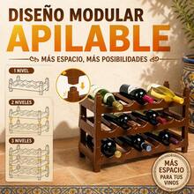 Stackable Brown PP Plastic Wine Rack, Modular Bottle Storage Organizer For Kitchen And Pantry, 43x23x13cm - Reddish Brown - View 3