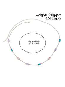 1pc Minimalist Fashionable Inlaid Geometric Colorful Faux Gemstone Women's Charm Waist Chain, Sexy Fashion Daily Casual Beach Vacation Party Gathering Couple Date Women's Holiday Birthday Versatile Jewelry Waist Chain Gift (Faux Gemstone Color Random, Subject To Actual Product) - Waist Chain - View 4