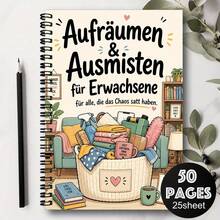 Sổ tay lò xo dọn dẹp nhà cửa "Decluttering & Organizing For Adults", sổ nhật ký tổ chức nhà cửa A5 kẻ ngang, 50 trang 25 tờ, 1 cuốn - A5 - Xem 1