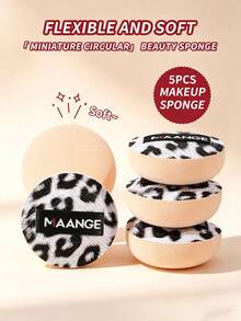 MAANGE 5/10pcs Black & White Leopard Print Professional Makeup Sponges, Dual-Use Dry & Wet, Soft Skin-Friendly Sponge, Suitable For Daily Makeup Use, Essential Travel Makeup Tool, Gift For Girls - Multicolor - View 12