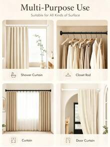 Adjustable Closet Hanging Rod, Heavy Duty Coated Closet Extension Bar, Space-Saving Double Layer Closet Hanging Rod, Closet Storage Bar, Rust-Proof Anti-Drop Spring Tension Rod, Non-Slip Spring Curtain Rod, Adjustable Tension Rod Without Drilling - Multicolor - View 3