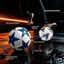 2pcs Different Pattern Lightweight Tech Fashion Footballs, Optimized Ball Weight Distribution, Long-Term Control Without Fatigue. Normal Use On Wet Fields After Rain. Futuristic Appearance, Breaking Away From Traditional Monotonous Football Design, Fusion Of Sports And Art. - Blue - View 3