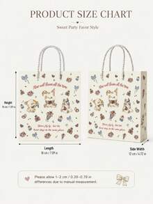 3入可愛貓咪兔子小狗禮品袋，甜點動物派對伴手禮袋附提把，適合生日、糖果與小禮物 - 查看 6