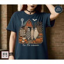 Pumpkin Patch Ghost Trio ® Shirt, Farmhouse Halloween Tee - 樣式1 - 查看 4