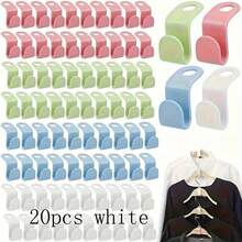20/30PCS Plastic Clothes Hanger Connector Hooks - White - View 15