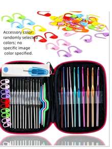 52pcs Crochet Tool Set With Storage Box, 16 Sizes Crochet Hooks For Beginners, Crochet Kit For Beginners, Ergonomic Soft Grip Crochet Hooks, Crochet Knitting Set, Gift For Women, Crochet Knitting, Crochet, Crochet Knitting, Sewing Tools, Sewing, Crochet Knitting, Crochet Knitting Tools, Can Crochet Pet Clothes, Can Crochet Socks - Multicolor - View 15