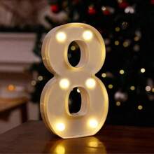 1pc 0-9 Number Theme Party Decor LED Light Night Lamp, Party Wedding Cocktail Decoration - White - View 12