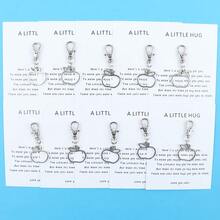 5pcs/10pcs 2D Flat Hollow Apple Keychain Set, With "A LITTLE HUG" Cards, Casual Keychain, Suitable For Giving To Family, Friends - Silver - View 8
