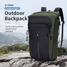 Ransel Hiking Tahan Air, Ransel Perjalanan dengan Kompartemen Laptop, Banyak Kantong, Tali Pengikat Tongkat, Strip Reflektif, Bagian Belakang yang Bernapas, Tali Dada & Pinggang yang Dapat Diatur, 3 Cara Membawa, Bagian Atas yang Dapat Diperluas, Tahan Aus. - Hitam - View 2