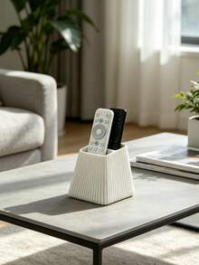1pc Vertical Stripe Dual-Compartment Remote Control Storage Box, Remote Control Holder, Living Room/Bedroom/Coffee Table/Study Storage Box, Decorative Storage Rack, Home Essential, Living Room/Bedroom Decorative Storage Must-Have, Best Choice For Housewarming Gift - Multicolor - View 10