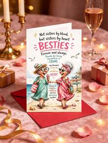 2pcs Fun "Bestie" Greeting Cards, Suitable For Birthday Party, Wedding, Theme Party, Friend Gathering, Game Night, Bachelorette Party And Anniversary - One Size Fits All - View 5