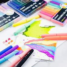 Pastel Rainbow Erasable Gel Pens, 9 Pack Multi Color Retractable Erasable Pens For Notebook Planner Drawing - Color Style Randomized - View 5