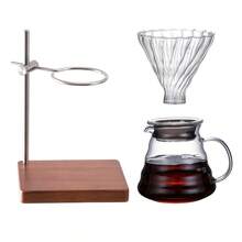 Pour Over Coffee Dripper Stand Set, Includes 600ml/20oz Coffee Pot, Coffee Filter/Filter Paper And Wooden Base, Adjustable Height Pour Over Coffee Stand, Suitable For Home, Cafe, Restaurant Filter Holder - Multicolor - View 8