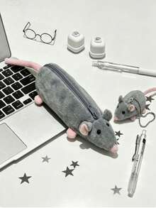 1pc Back To School Fancy Rat Storage Bag, Cute Gift Stationery Pencil Case - Multicolor - View 1