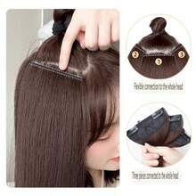 3-Piece 4-Layer Jacquard Seamless Edged Hair Extensions For Women, Long Hair Volume Booster, Fluffy 3-Piece Hair Extensions, 1-Piece Invisible Clip-In Hair Extensions, Hair Accessories, Wig - Black - View 8