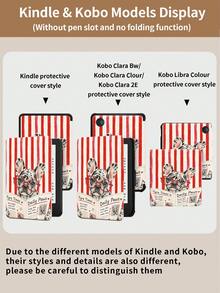 Kingsung Red Stripes 紅條紋鬥牛犬讀報平板保護殼，相容 Pad Air 8(M4)2026(11吋)、Air 8(M4)2026(13吋)、9.7/10.2/10.5/10.9/12.9/Pro 11、第10代，相容 Galaxy Tab S6 Lite 10.4吋、Kindle Paperwhite 第12代 2024、Kindle (第11代) 2022版，柔軟防摔，智慧支架/自動喚醒/睡眠 - 彩色 - 查看 10