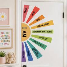 6/3/2/1pc Boho Sunburst Positive Affirmation Wall Decor Decals, Multicolor PVC Peel And Stick Wall Stickers For Teens Bedroom Playroom Aesthetic Room Decor Home Decor For Living Room Halloween Fall Home Decor - Inspirational Sun Wall Decal - View 2