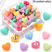 15/20/30Pcs Pastel Heart Thumb Tacks Decorative Pastel Heart Push Pins Colorful Cute Pushpin For Photo Wall Cork Board Bulletin Board Home Wall Pattern Decoration,Random Color - A - View 9