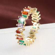 1pc Geometric Asymmetric Design Cubic Zirconia Inlaid Women's Ring Casual Gift - Multicolor - View 13