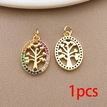 1pc 18K Gold Plated Plant Charms Cubic Zirconia Life Tree Sunflower Palm Leaf Daisy Pendants For DIY Necklace Jewelry Making Crafts - Gold - View 17