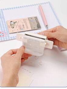 1pc 6-Hole Loose Leaf Hole Puncher, Suitable For A5/B5/A4, Ruler Design For Easy Punching, Portable With Debris Collection Box Loose-Leaf Book DIY Binding Supplies - A - View 3
