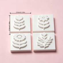 12pcs Flower Shaped Plastic Clay Stamp - Multi-Functional DIY Pottery Embossing Tool, Suitable For Clay, Wax, Resin, Handmade Crafts Embossed Jewelry | Suitable For Crafters, Hobbyists And DIY Enthusiasts - White - View 3