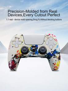 1 个 PlayStation 5 控制器硅胶套，水转印设计，防滑防刮防汗抓握增强，底部大开口用于充电底座直接充电 - 彩色 - 查看 4