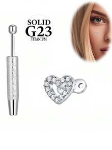 AVYRING 14G Titanium Dermal Anchor Tops And Base Dermal Piercing Jewelry Heart Flower Tops Punk Personalized Dermals Top With Grabber - Multicolor - View 5