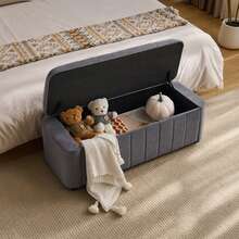 Velor Bench With Storage Space, Modern Upholstered Bench With Rounded Corners, Chest Of Drawers With Storage, Padded Stool For Bedroom, Living Room, Hallway, 132 X 47.5 X 44 Cm - A - View 7