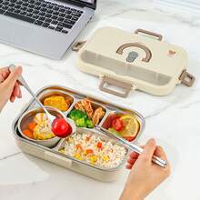 304 Stainless Steel Lunch Box, Bento Box Adult, Leakproof Japanese Bento Box With Utensils And Soup Bowl, Microwaveable Metal Lunch Box, Stainless Steel Containers With Lids, For School Student - Multicolor - View 5