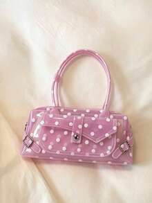 Bolso de hombro de gran capacidad con diseño de lunares de gelatina estilo Kiiikiii, diseño de nicho coreano, verano 2026, gran para ir al trabajo, salidas y compras diarias - Rosa - Ver 6
