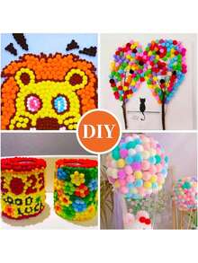 300pcs Super Bright Colorful Pom Poms, Handmade Pom Poms Suitable For Crafts, Hobbies, Halloween/Christmas DIY Decorations, School Art Projects And Activities - Multicolor - View 8