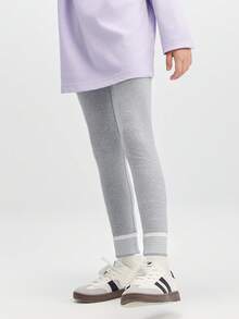 Balabala Quần legging bé gái mềm co giãn, quần dài dễ thương phong cách thường ngày cho bé baby và tween girl, thời trang mùa thu - Màu xám nhạt - Xem 2