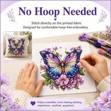 Butterfly And Floral Pattern Cross Stitch Kit/Plum Blossom, Orchid, Bamboo And Chrysanthemum Bookmarks, Suitable For Adults. New Healing DIY Stress Relief Creative Gift, For Room Decoration/Hanging Decor. Unframed. - Multiple Styles - View 7
