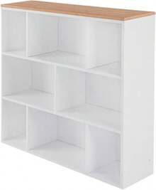 Estantería Moderna con Compartimentos y Cajones, Diseño Minimalista para Sala, Oficina o Dormitorio - Blanco - Ver 2