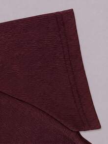 Women's Slimming 2 In 1 Short Sleeve Top, Ribbed Fabric Design With Square Neck, Ribbed Patchwork And Single-Breasted Buttons, Suitable For Office Wear Or Spring Mature Style - Burgundy - View 7