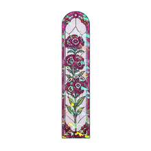 Bokmärke i akryl med blommotiv i glasmålningstil, holografisk laserskimrande design, vintage konstblomma, bokmärke för läsare, present - Rektangel - Visa 16