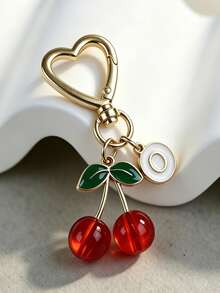 1pc European & American INS Minimalist Acrylic Cherry Letter Keychain, Heart-Shaped Fruit Bag Charm - Multicolor - View 9