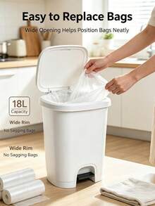 Portable 18L Foot Pedal Plastic Trash Can With Lid, Sealed Odor Proof Waste Bin, Hands-Free Garbage Storage Bucket, Multi Color Available For Kitchen Bathroom Bedroom Home Organization - Multicolor - View 3