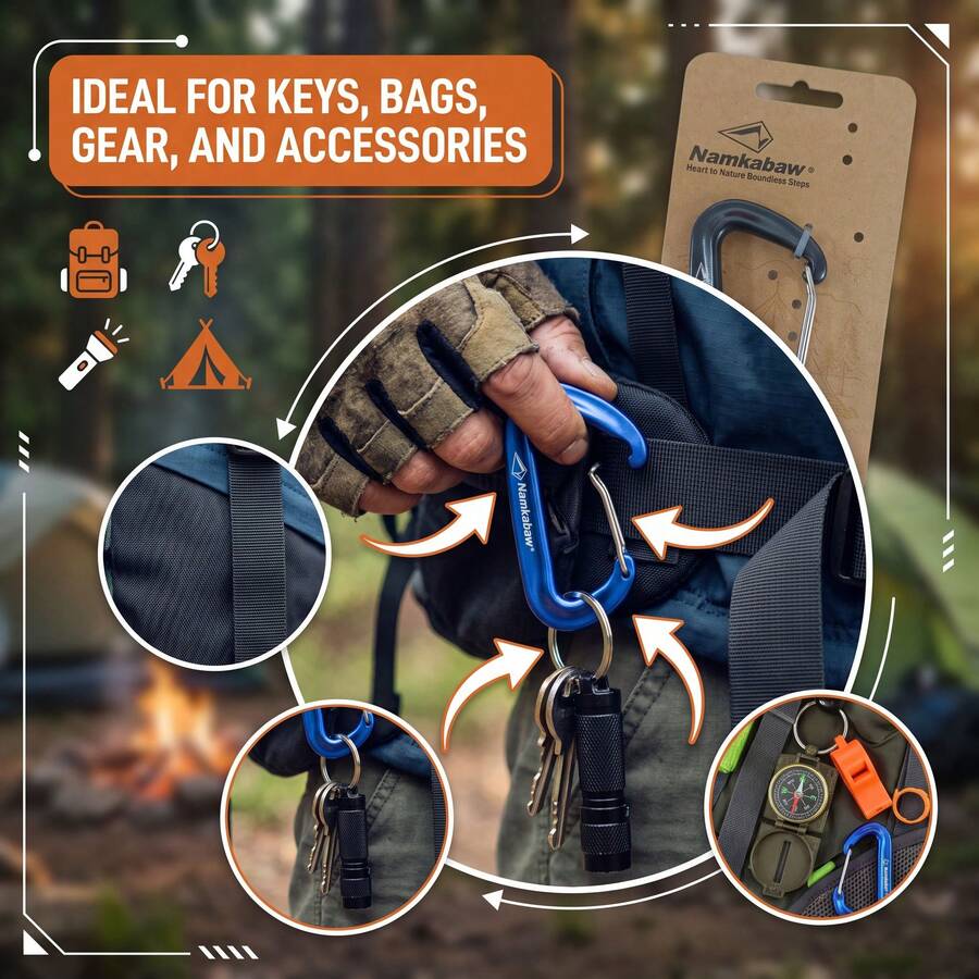 Outdoor Camping High-Strength Carabiner, 7075 Aluminum Alloy Keychain, Lightweight Clip For Use, Unisex, Outdoor Gear Organizer Hook - Multicolor - View 1