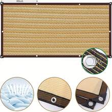 Plant Sunshade Nets, Outdoor Sunshade Nets, Sunshade Nets, High-Density Perforated Plastic With Copper Fasteners, UV-Resistant, Suitable For Greenhouses, Lawns And Pavilions. - Yellow - View 3