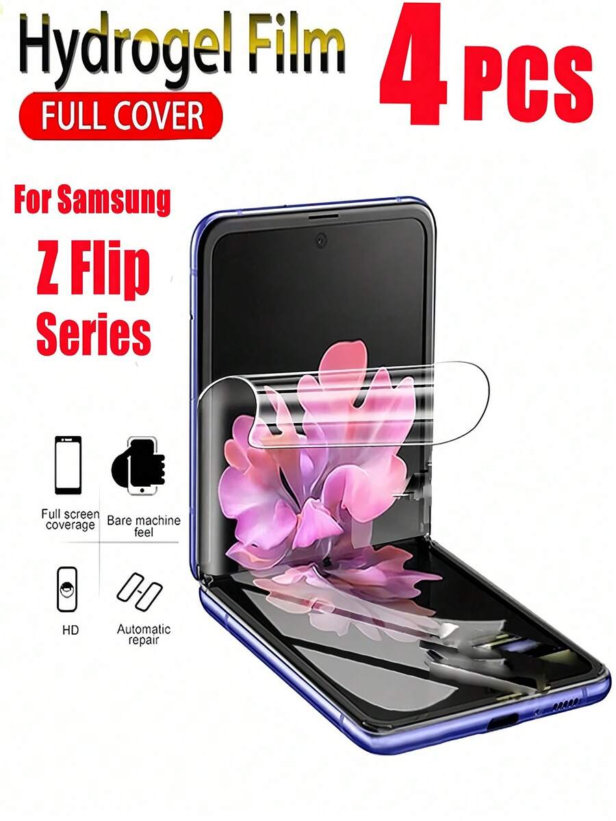 4pcs High Clear Hydrogel Screen Protector Film, Compatible With Samsung Galaxy Z Flip8 Flip6 Z Flip5 Flip4 Flip3, Phone Screen Protector (Non-Tempered Glass)