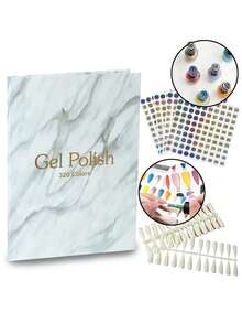 320 Color Nail Art Color Chart Album, Includes 360pcs Practice Fake Nails And 1-400 Numbered Stickers, Gel Nail Polish Color Chart, Suitable For Nail Salons, Gel Nail Polish Color Display Board, Nail Art Design Storage Book, Home Nail Art Practice Tool - Multicolor - View 2