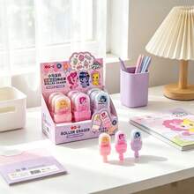 1 pièce Gomme à rouler en forme de sucette mignonne avec un motif de poney de dessin animé imprimé dessus. Le design à rouler collecte proprement les copeaux de gomme pour garder le bureau propre. Cadeau de papeterie mignon pour les élèves de l'école primaire. - Multicolore - Voir 3
