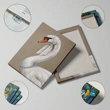 1pc Vintage Swan Canvas Wall Art Funny Animal Portrait Print Wearing Headscarf & Pearl Necklace Quirky Bird Poster Cottagecore Wall Decor For Living Room Bedroom Unframed Or Framed/Wooden Hanging - Pattern - View 2