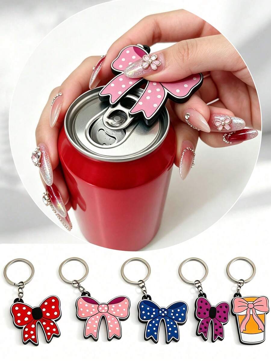 1pc Cute Bow/Gift Can Opener Keychain, Portable Soda And Beer Can Opener, Easy Pull Tab Opener, Suitable For Outdoor Camping, Bag Charm, Home Essentials, Gift For Friends And Family, Home Decor, Kitchen Utensils, Autumn Decoration, Party Favors, Christmas Decoration