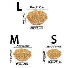 3pcs/1pc Handmade Woven Rattan Style Trays, Woven Rattan Fruit Baskets And Food Plates, Snack Trays, Woven Oval Dishes, Outdoor Picnic Plates, Reusable Dinnerware For Breakfast, Drinks, Coffee Tables, Farmhouse Home Decor - Round Lace - View 13