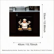 1件 30*40cm 2D卡通廚師馬鈴薯烤箱裝飾DIY貼紙，自黏式廚房電器裝飾洗碗機蓋貼紙，創意烹飪電器美化貼紙，趣味廚房裝飾貼紙 - 彩色 - 查看 8